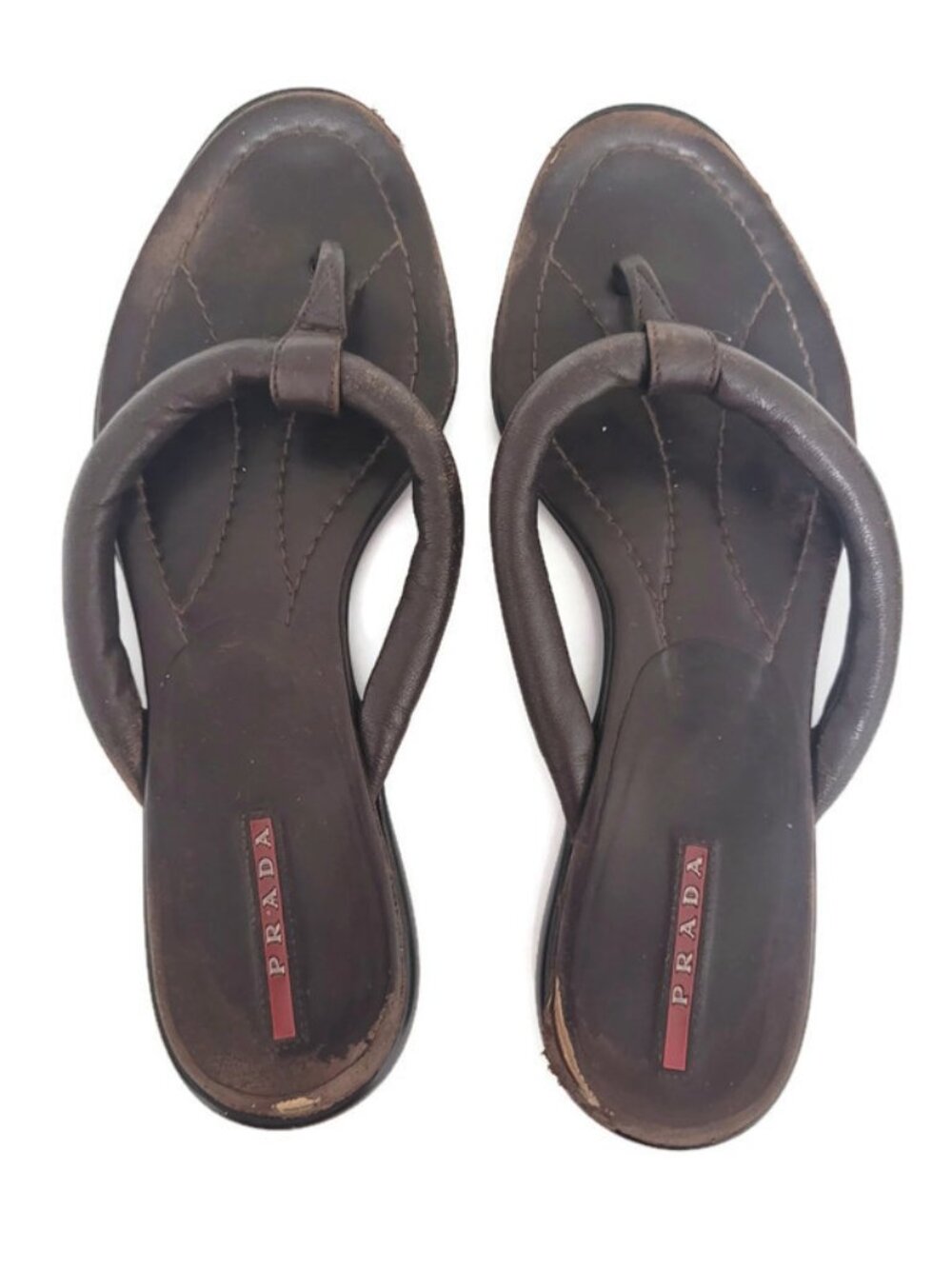 Prada Sport padded leather thong sandals vintage